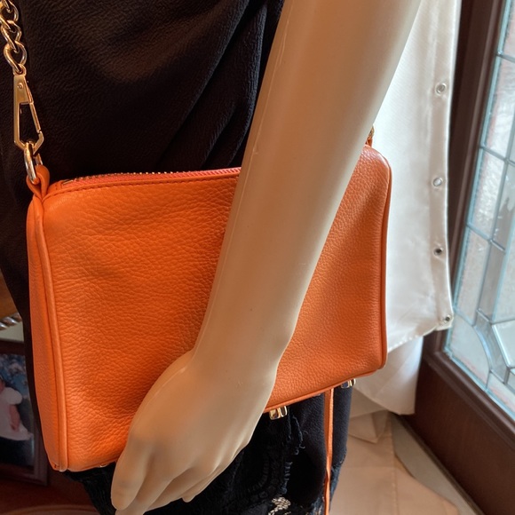 Rebecca Minkoff orange leather tassel fringe crossbody with gold hardware - Picture 5 of 12